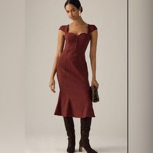 Anthropologie Maeve Cecily fit and flare dress brown, medium